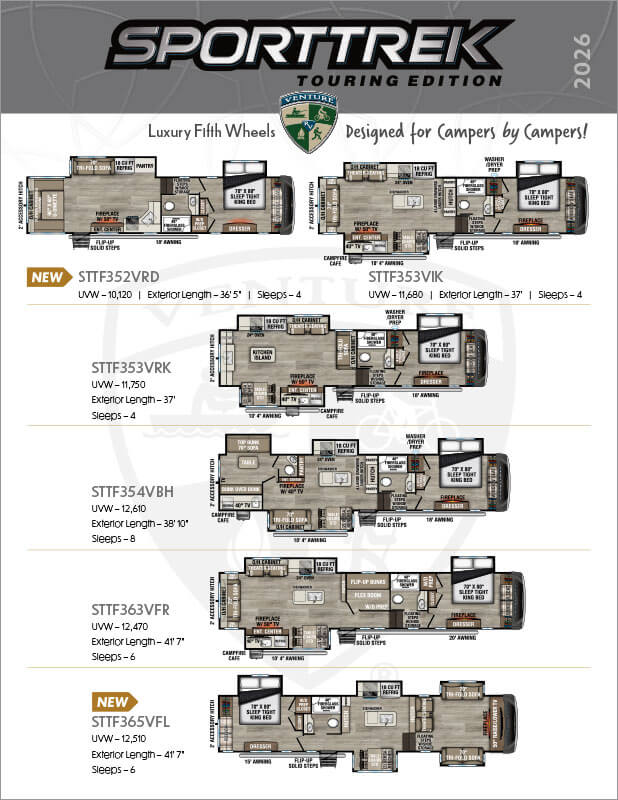 2026 Venture RV SportTrek Touring Edition Luxury Fifth Wheels Flyer