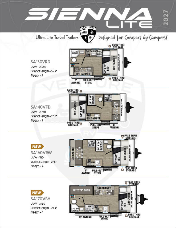 2027 Venture RV Sienna Lite Travel Trailers Flyer