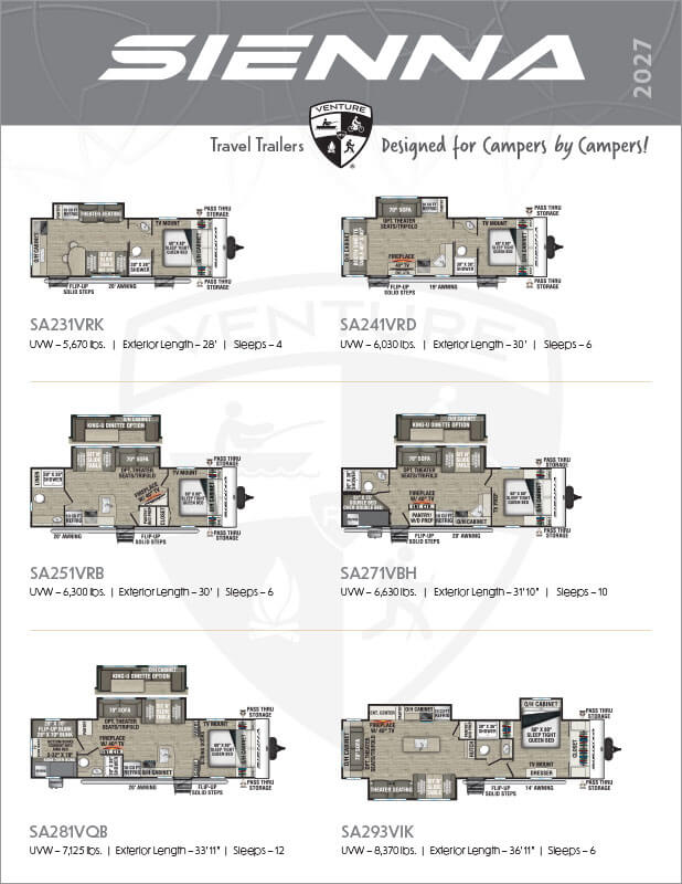 2027 Venture RV Sienna Travel Trailers Flyer