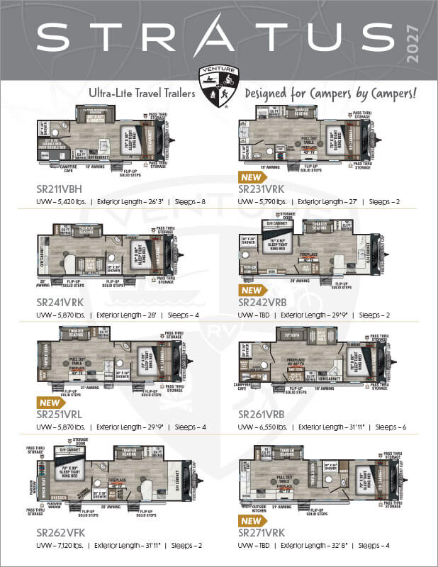 2027 Venture RV Stratus Ultra Lite Travel Trailers Floorplan Flyer