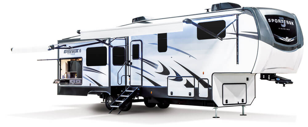 2024 Venture RV SportTrek Touring Edition STTF353VIK Fifth Wheel Exterior Front 3-4 Door Side