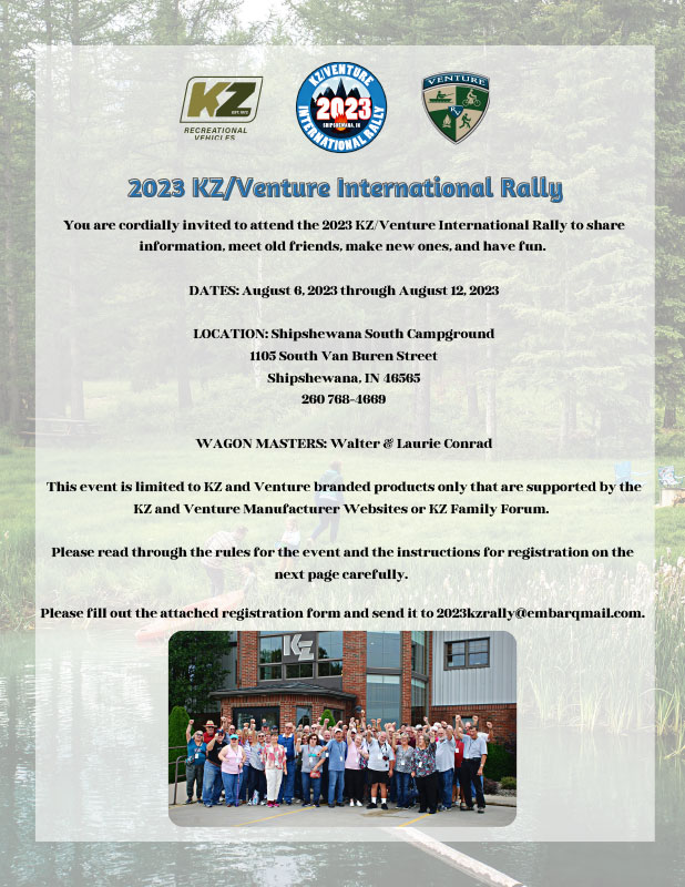 2023 KZ International Rally Flyer and Registration Form