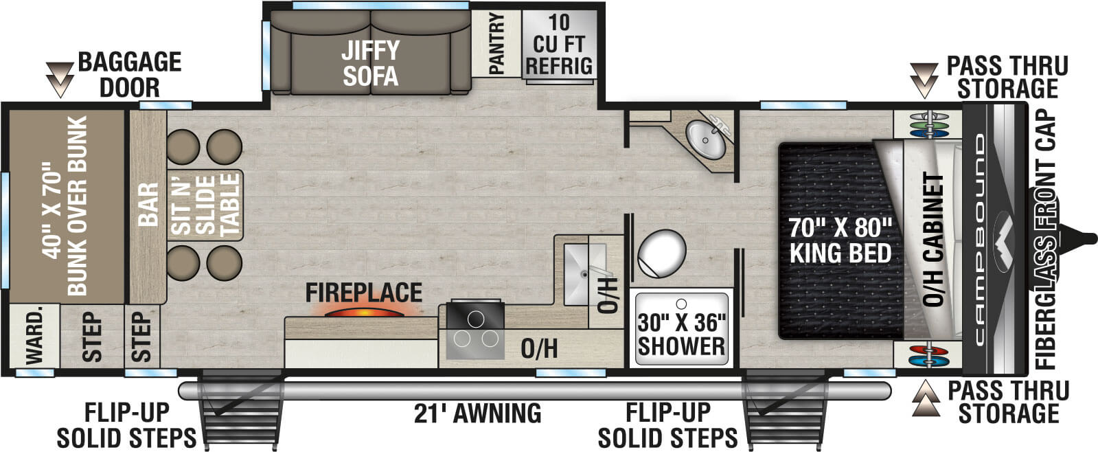2026 Venture RV Campbound Platinum CBP281CBH Travel Trailer Floorplan