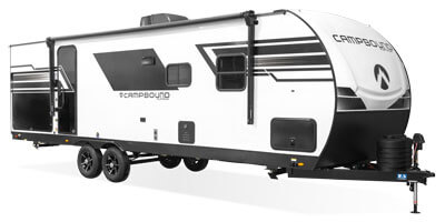 2026 Venture RV Campbound Platinum CBP261CRB Travel Trailer Exterior Front 3-4 Door Side