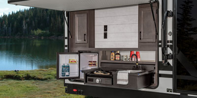 2026 Venture RV Campbound Platinum CBP261CRB Travel Trailer Exterior Kitchen