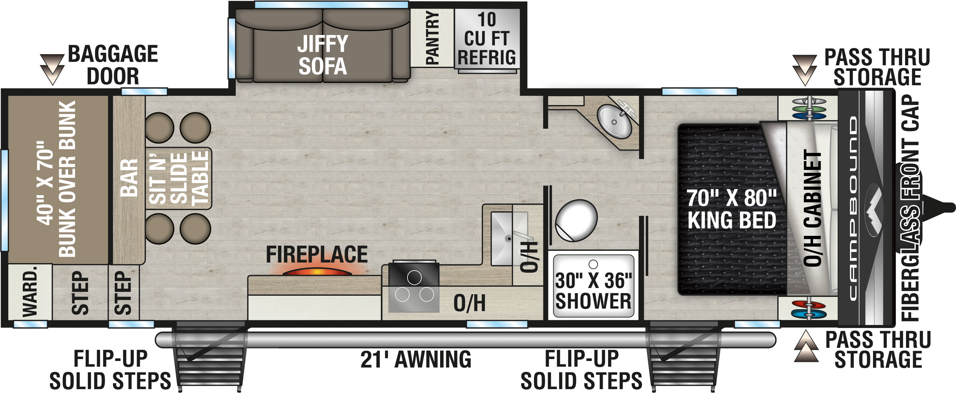 2027 Venture RV Campbound Platinum CBP281CBH Travel Trailer Floorplan