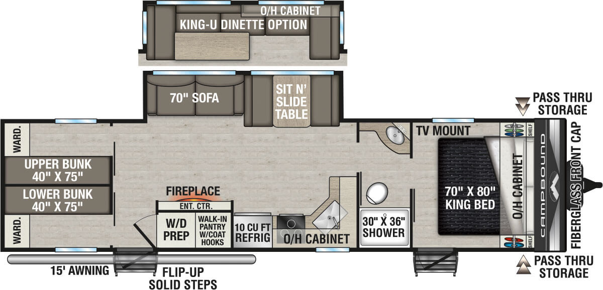 2026 Venture RV Campbound CB301CTB Travel Trailer Floorplan