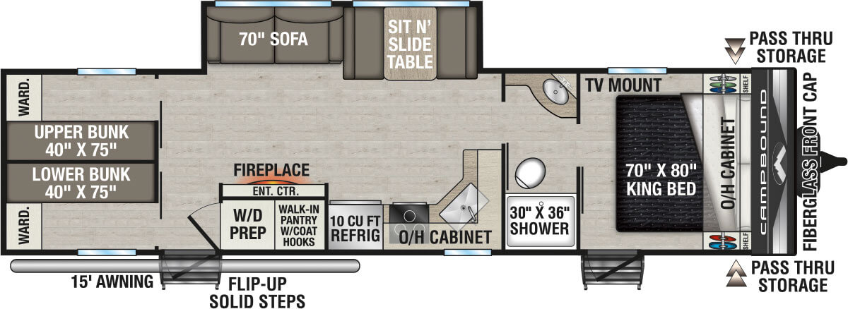 2026 Venture RV Campbound CB301CTB Travel Trailer Floorplan