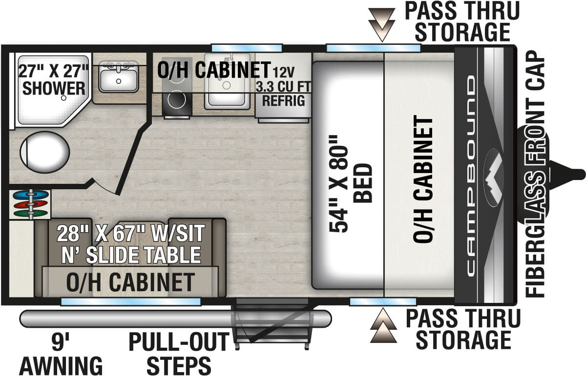 2027 Venture RV Campbound CB130CRD Travel Trailer Floorplan