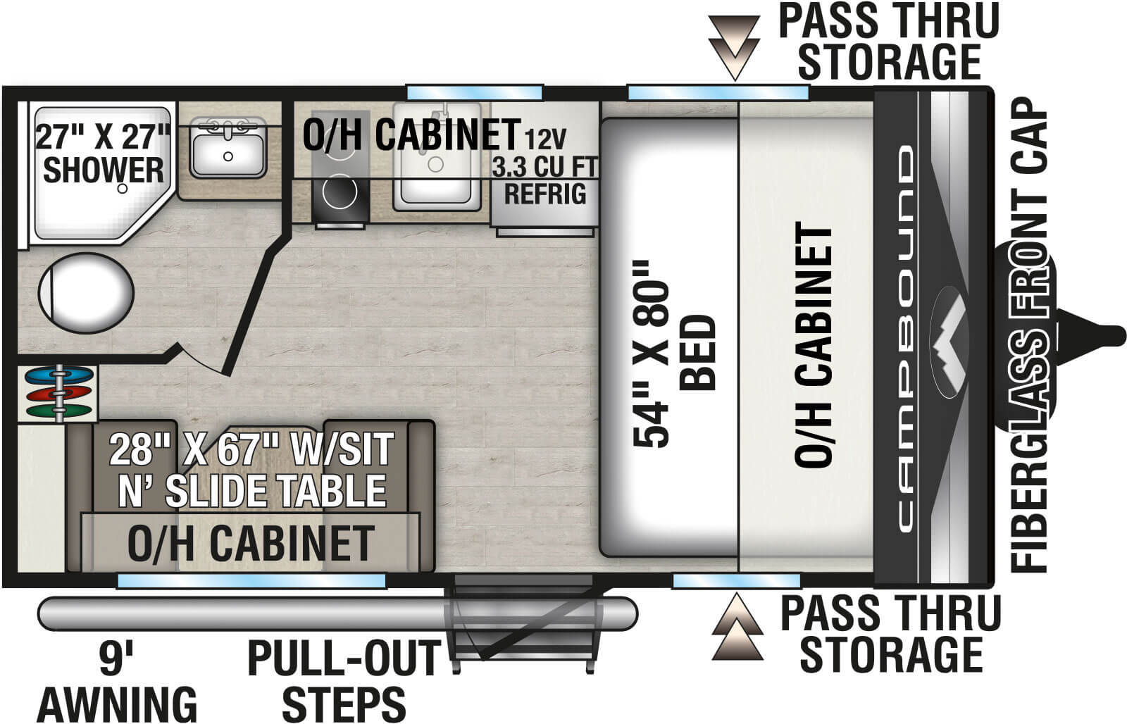 2027 Venture RV Campbound CB130CRD Travel Trailer Floorplan
