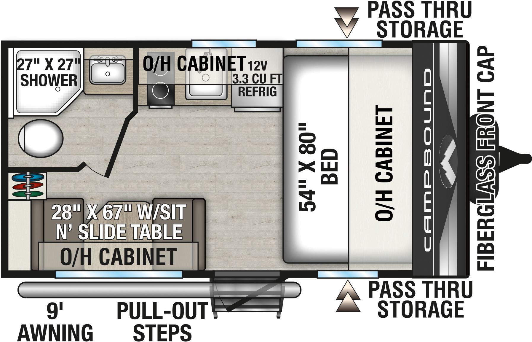 2027 Venture RV Campbound CB130CRD Travel Trailer Floorplan