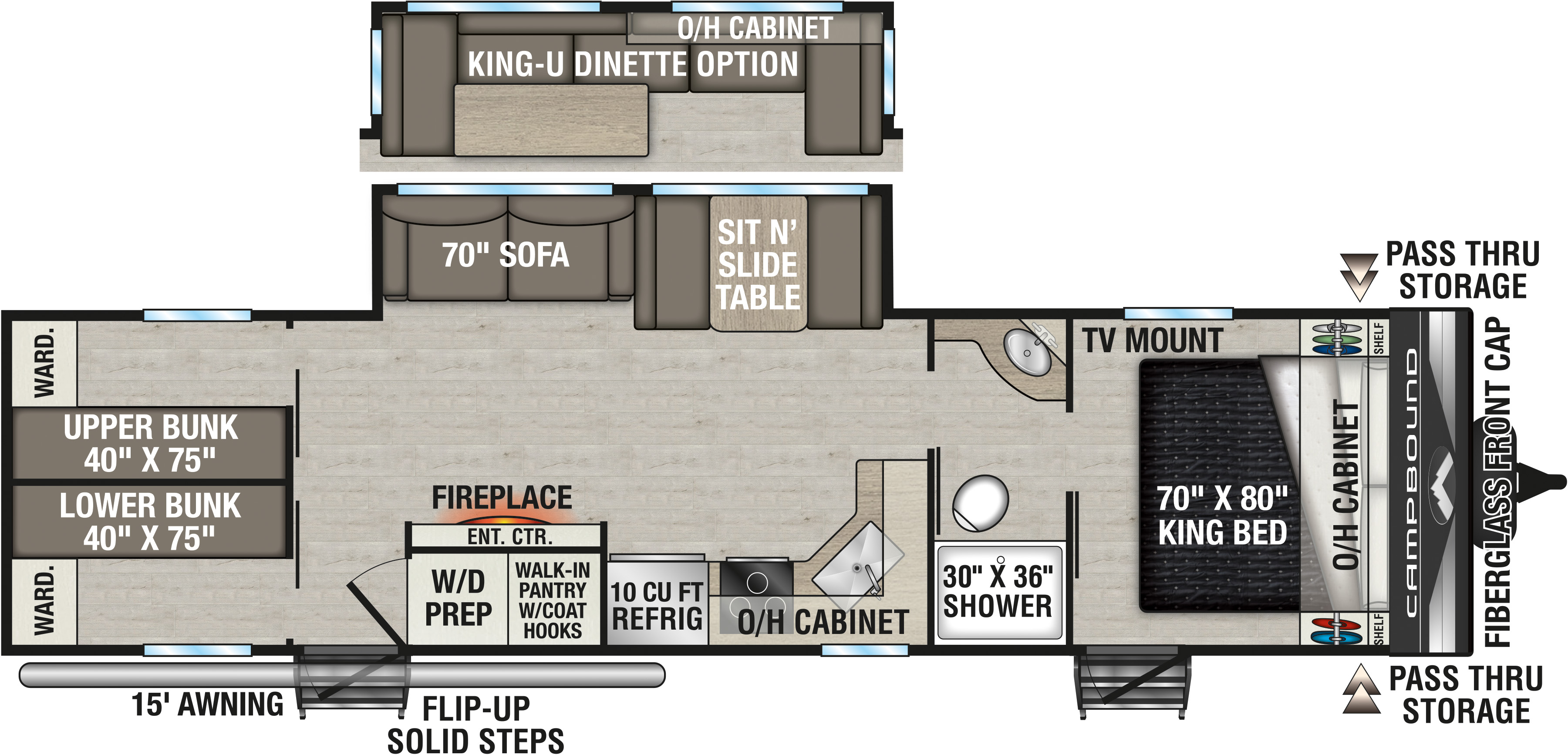 2027 Venture RV Campbound CB311CTB Travel Trailer Floorplan