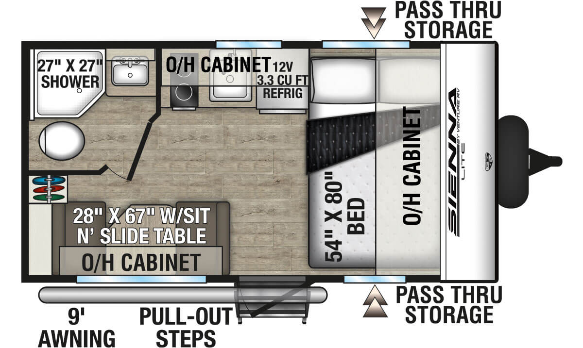2026 Venture RV Sienna Lite SA130VRD Travel Trailer Floorplan