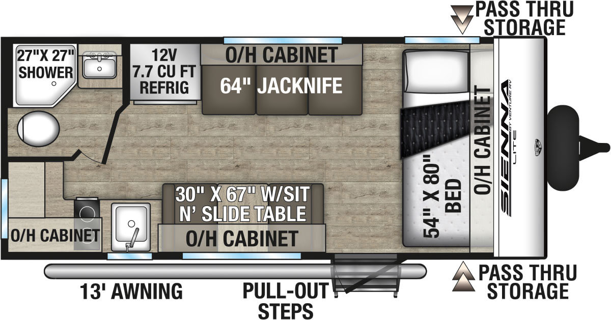 2027 Venture RV Sienna Lite SA170VRK Travel Trailer Floorplan