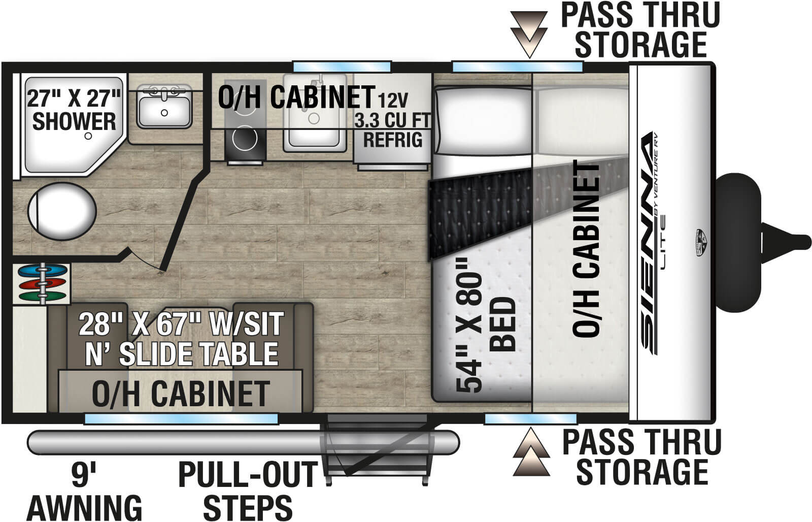 2027 Venture RV Sienna Lite SA130VRD Travel Trailer Floorplan