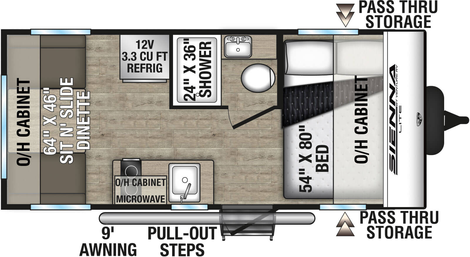 2027 Venture RV Sienna Lite SA160VRW Travel Trailer Floorplan