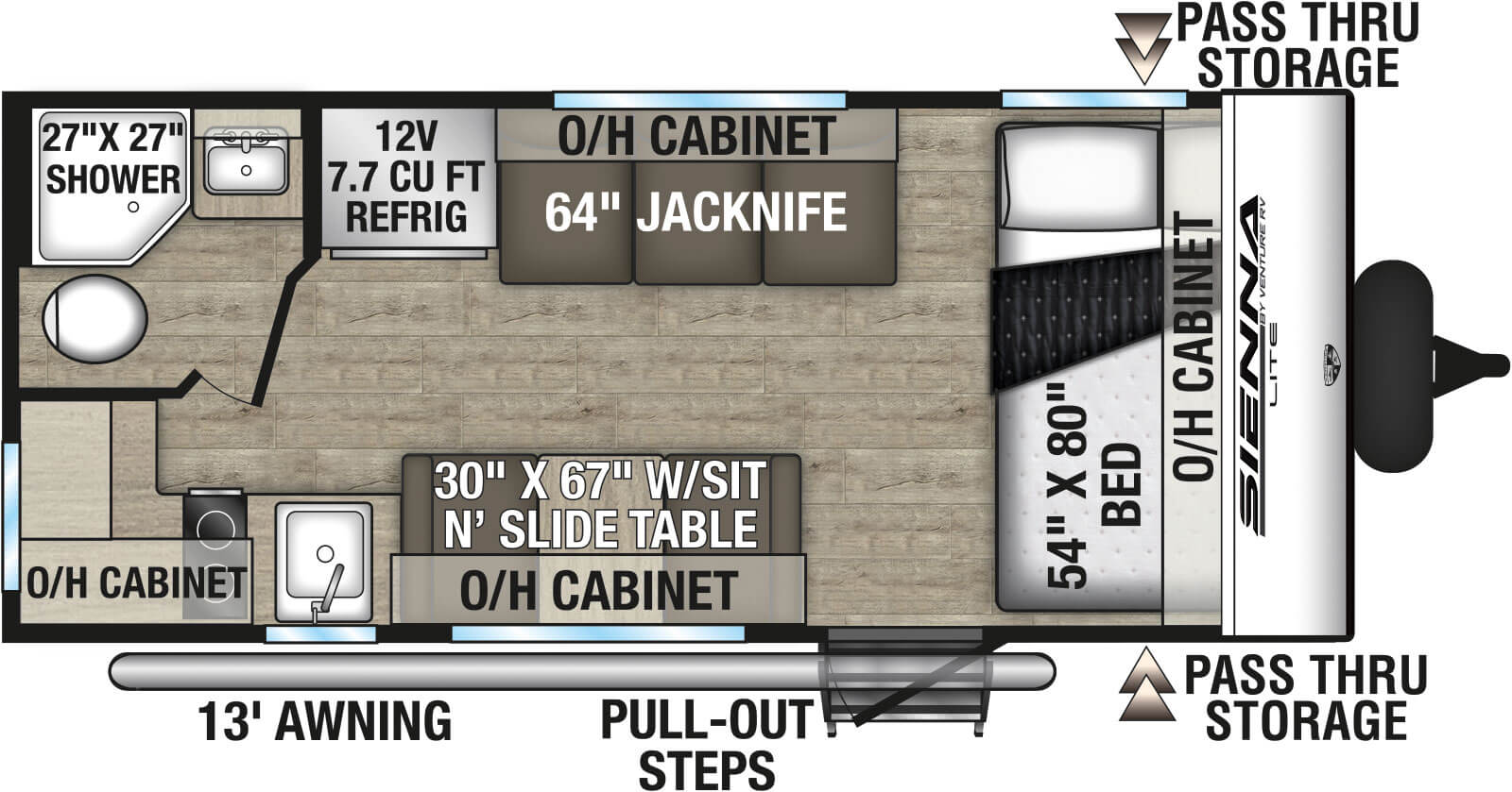 2027 Venture RV Sienna Lite SA170VRK Travel Trailer Floorplan