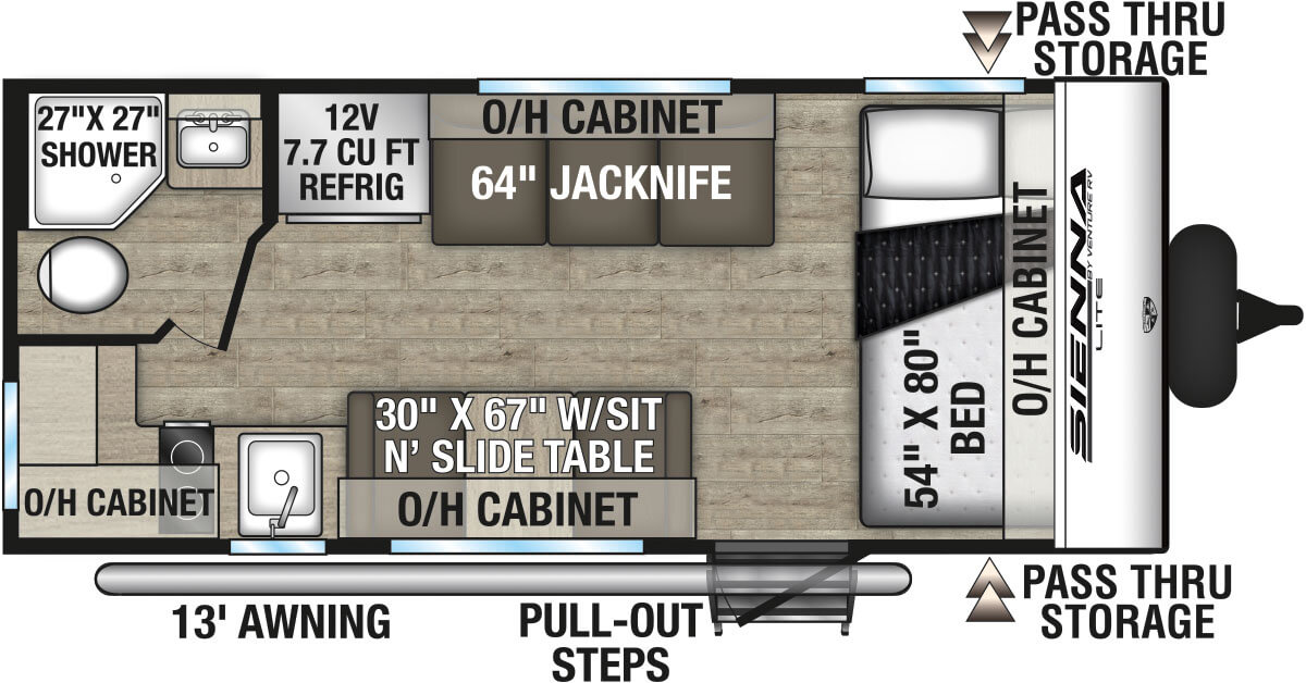2027 Venture RV Sienna Lite SA170VRK Travel Trailer Floorplan