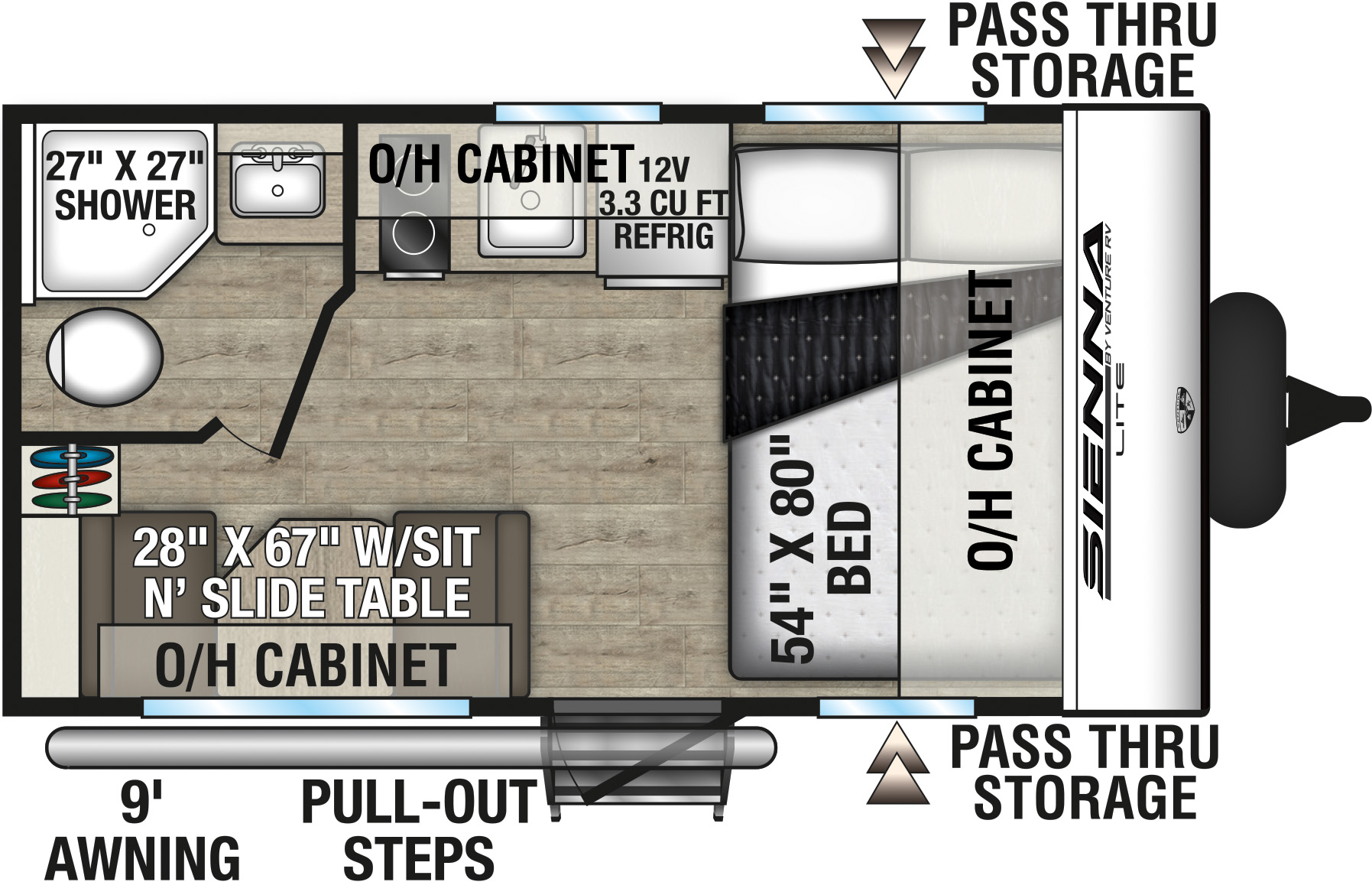 2027 Venture RV Sienna Lite SA130VRD Travel Trailer Floorplan