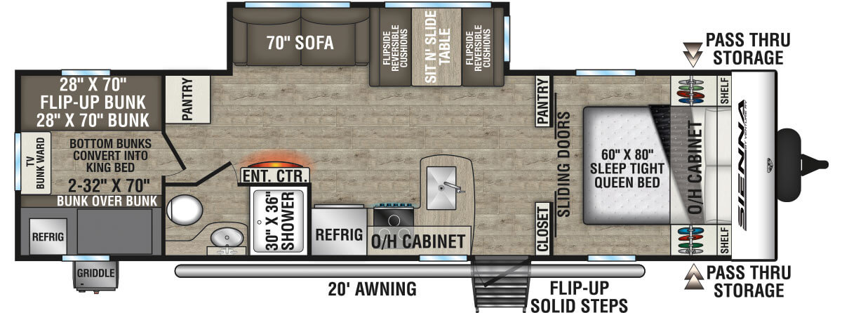 2025 Venture RV Sienna SA281VQB Travel Trailer Floorplan