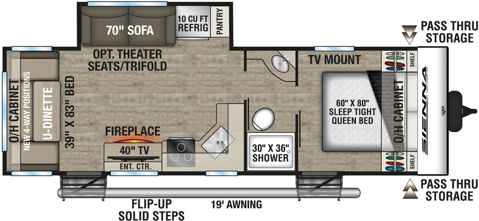 2026 Venture RV Sienna SA241VRD Travel Trailer Floorplan