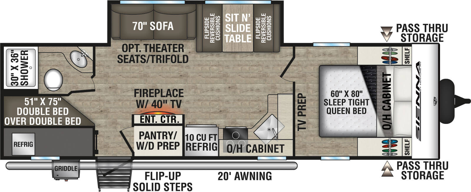 2026 Venture RV Sienna SA271VBH Travel Trailer Floorplan