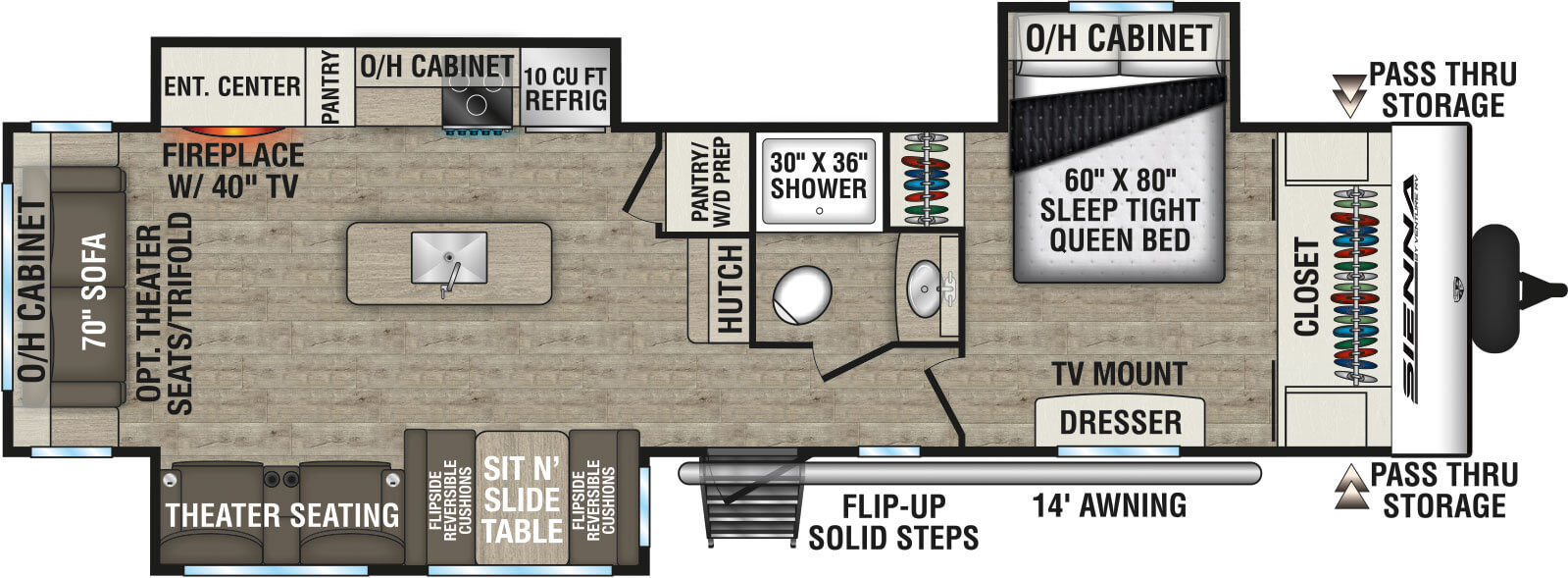 2026 Venture RV Sienna SA293VIK Travel Trailer Floorplan