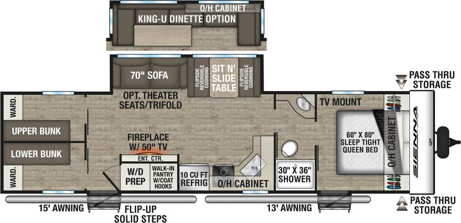 2026 Venture RV Sienna SA311VDB Travel Trailer Floorplan