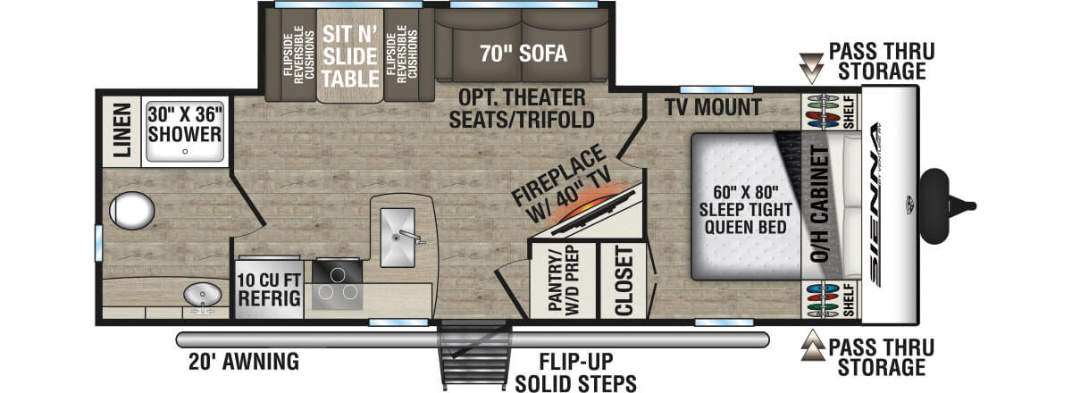 2026 Venture RV Sienna SA251VRB Travel Trailer Floorplan