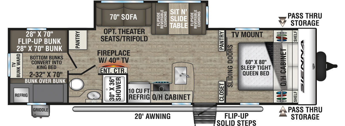 2026 Venture RV Sienna SA281VQB Travel Trailer Floorplan