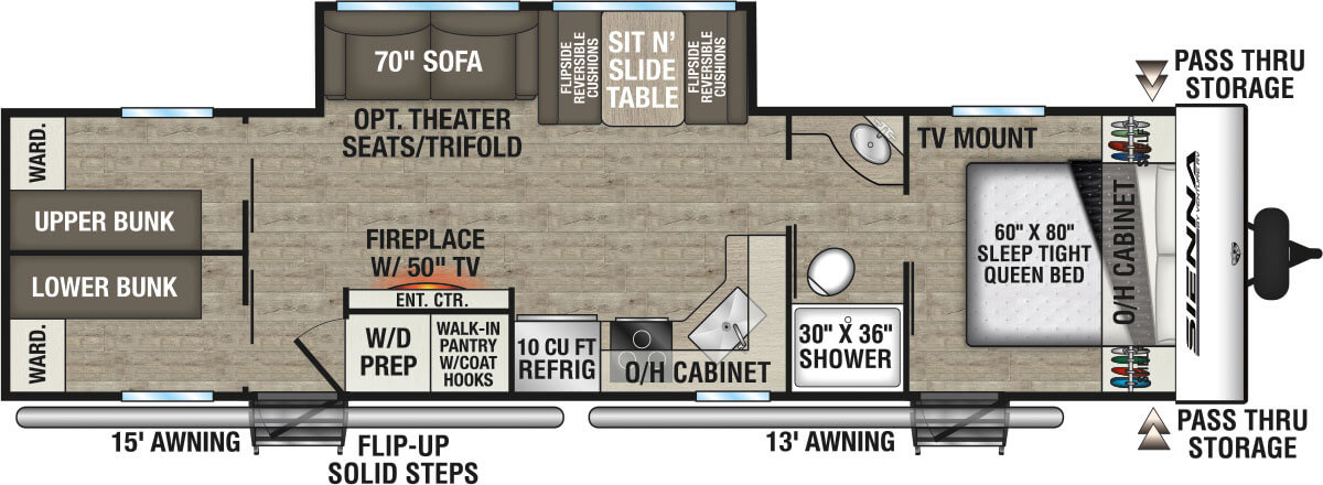 2026 Venture RV Sienna SA311VDB Travel Trailer Floorplan