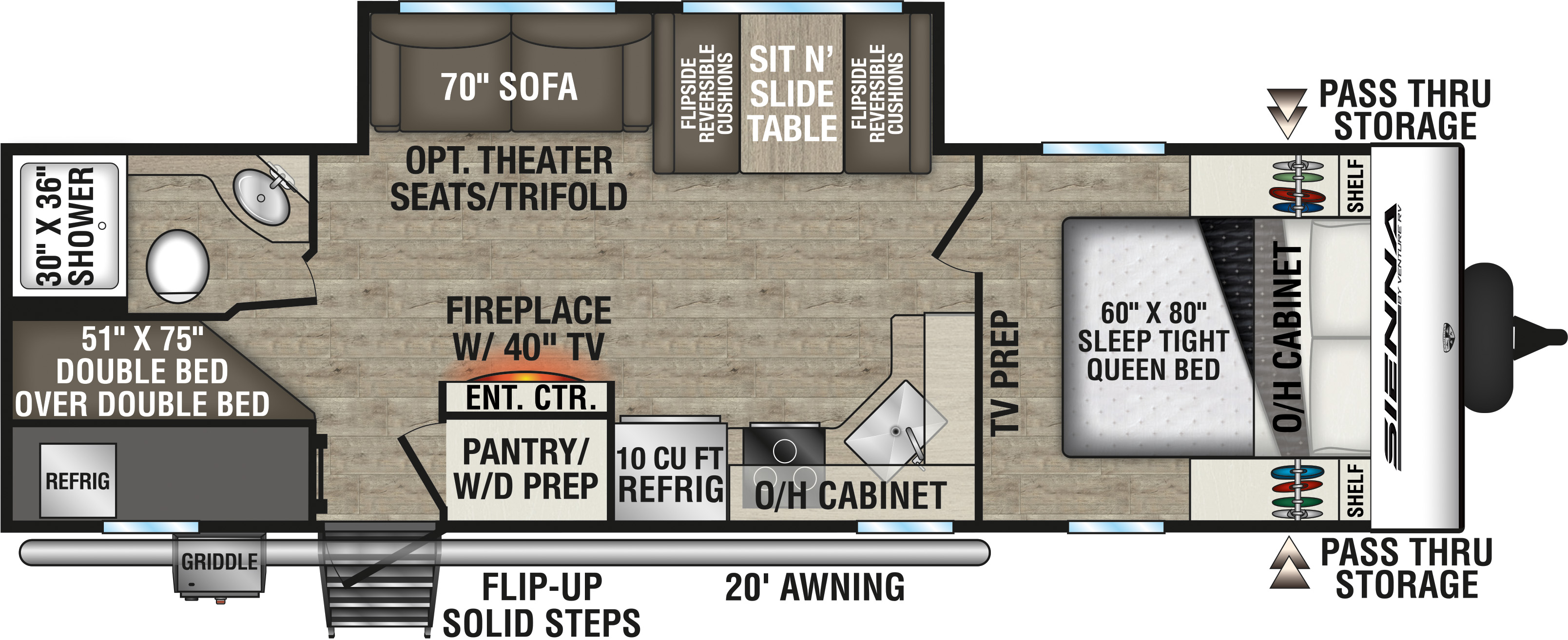 2026 Venture RV Sienna SA271VBH Travel Trailer Floorplan
