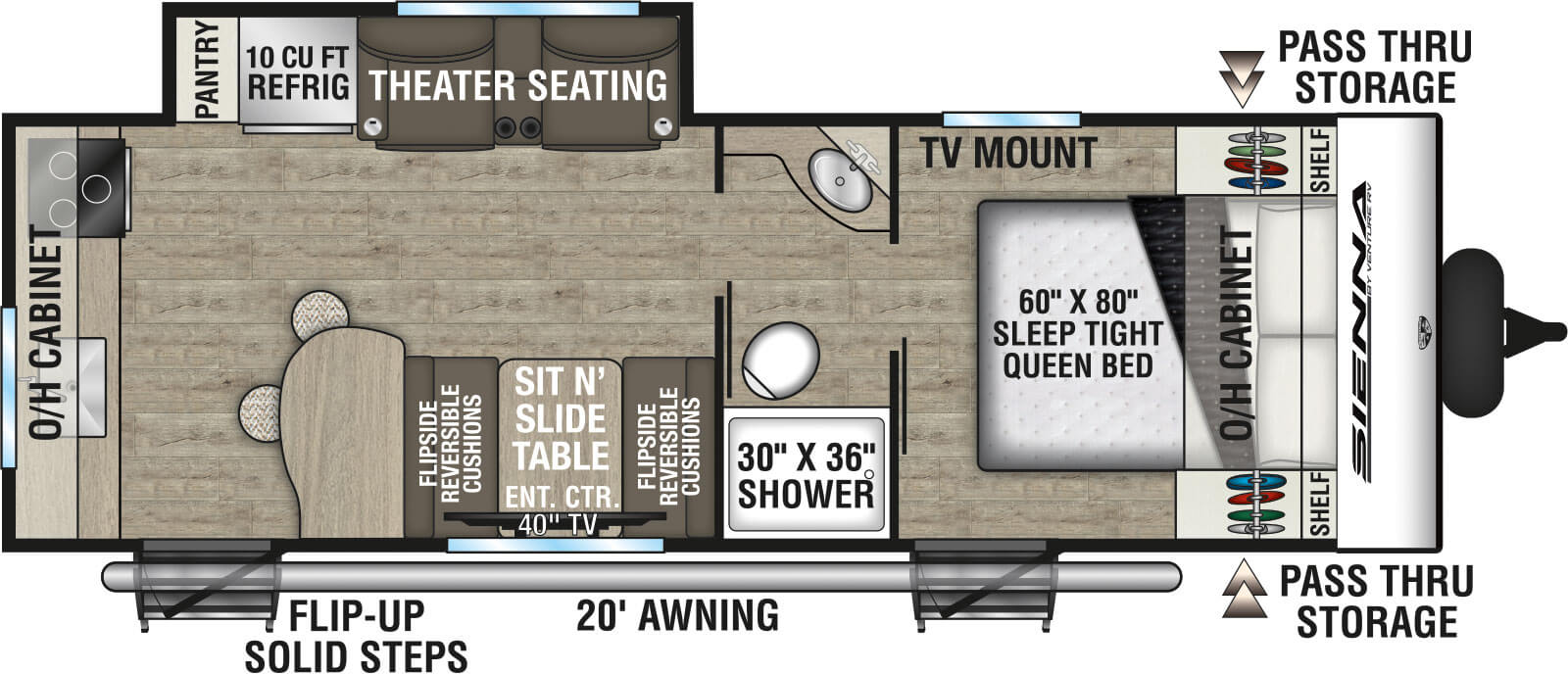 2027 Venture RV Sienna SA231VRK Travel Trailer Floorplan