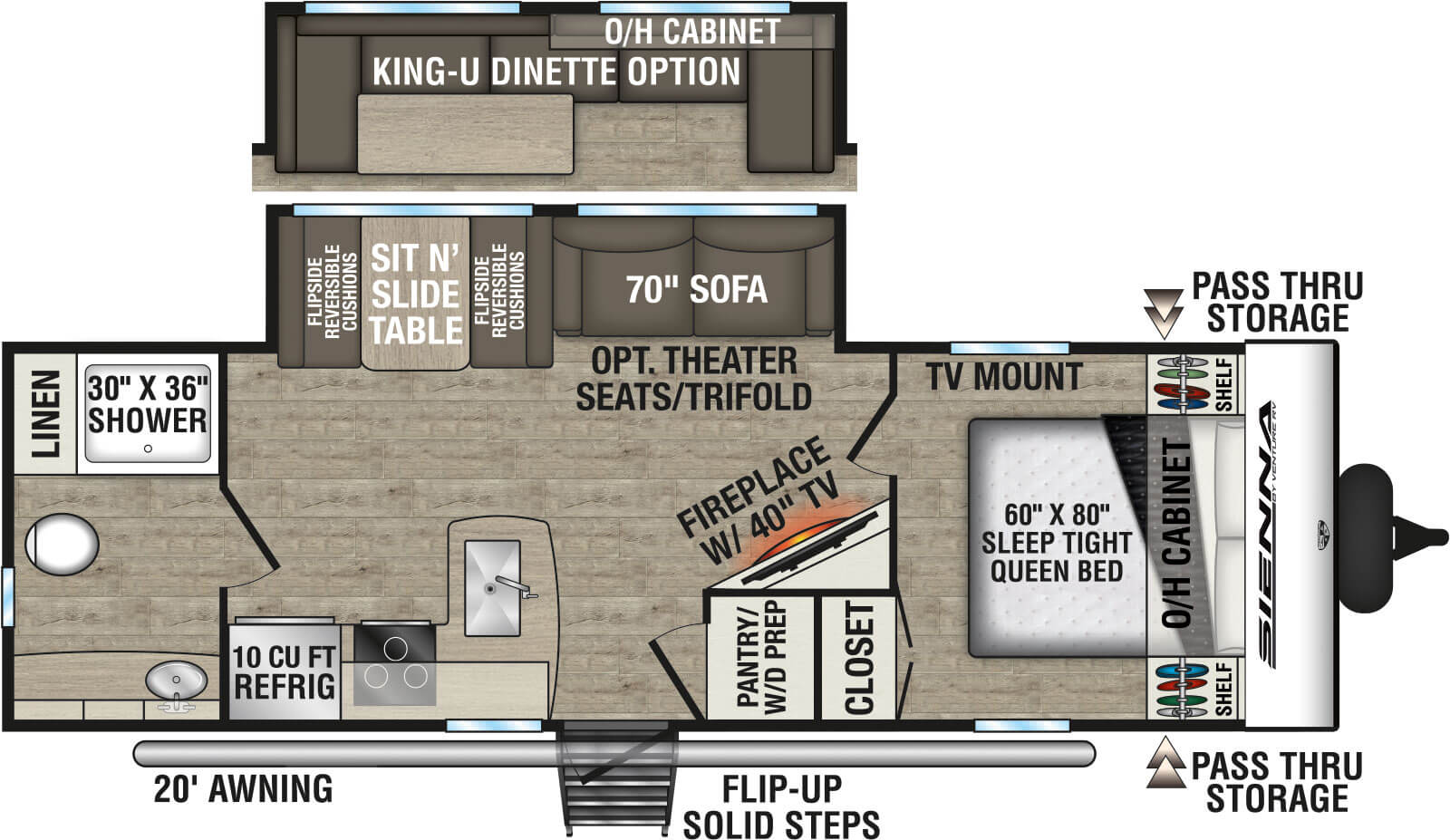 2027 Venture RV Sienna SA251VRB Travel Trailer Floorplan