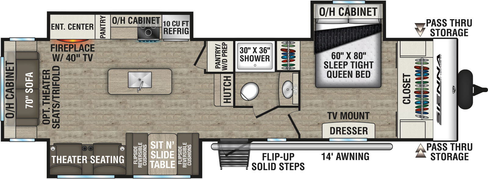 2027 Venture RV Sienna SA293VIK Travel Trailer Floorplan