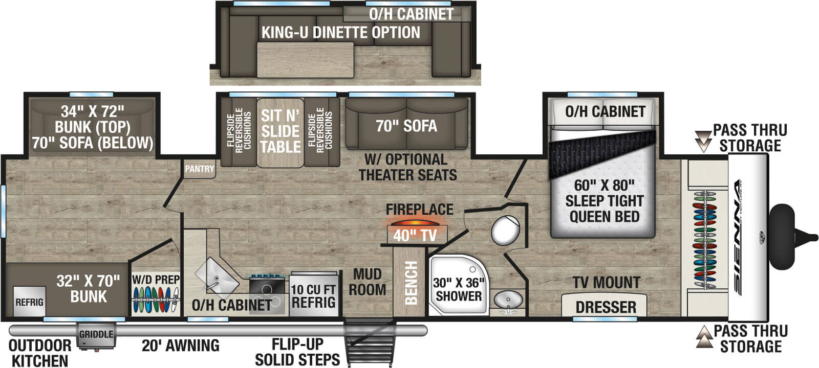 2027 Venture RV Sienna SA333VMR Travel Trailer Floorplan