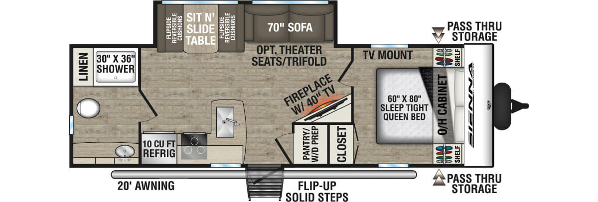 2026 Venture RV Sienna SA251VRB Travel Trailer Floorplan