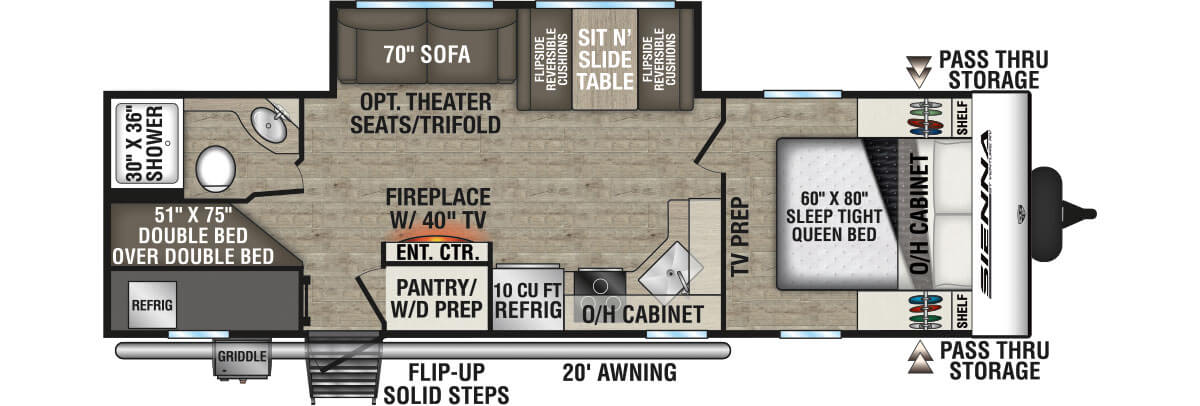 2026 Venture RV Sienna SA271VBH Travel Trailer Floorplan