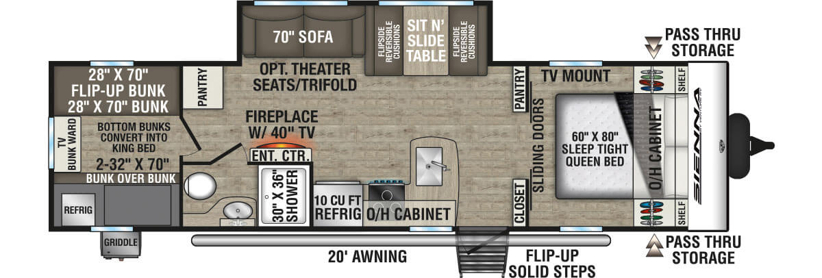 2026 Venture RV Sienna SA281VQB Travel Trailer Floorplan
