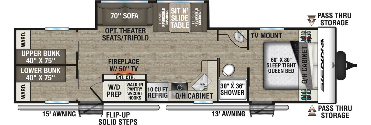 2026 Venture RV Sienna SA311VDB Travel Trailer Floorplan