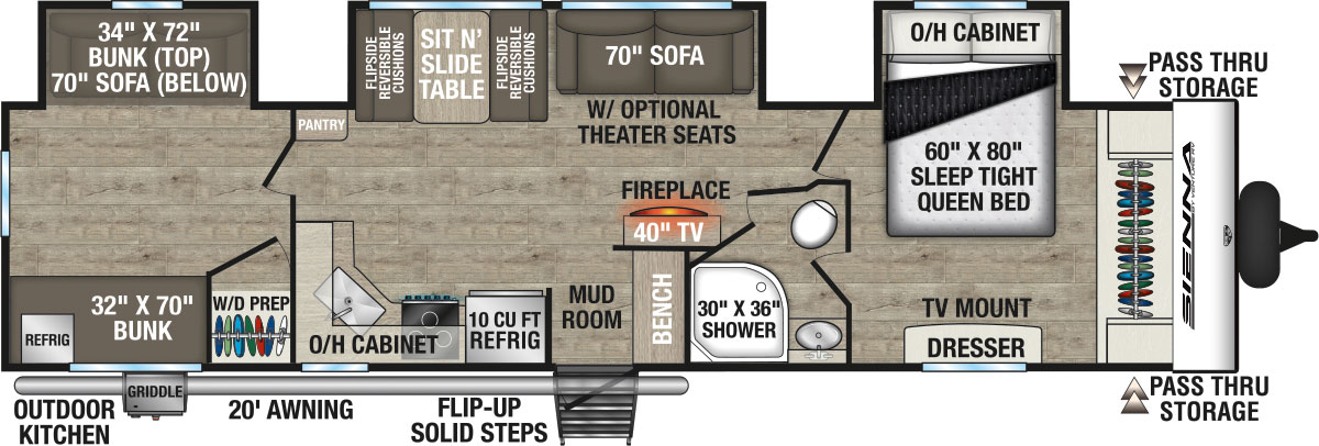 2026 Venture RV Sienna SA333VMR Travel Trailer Floorplan