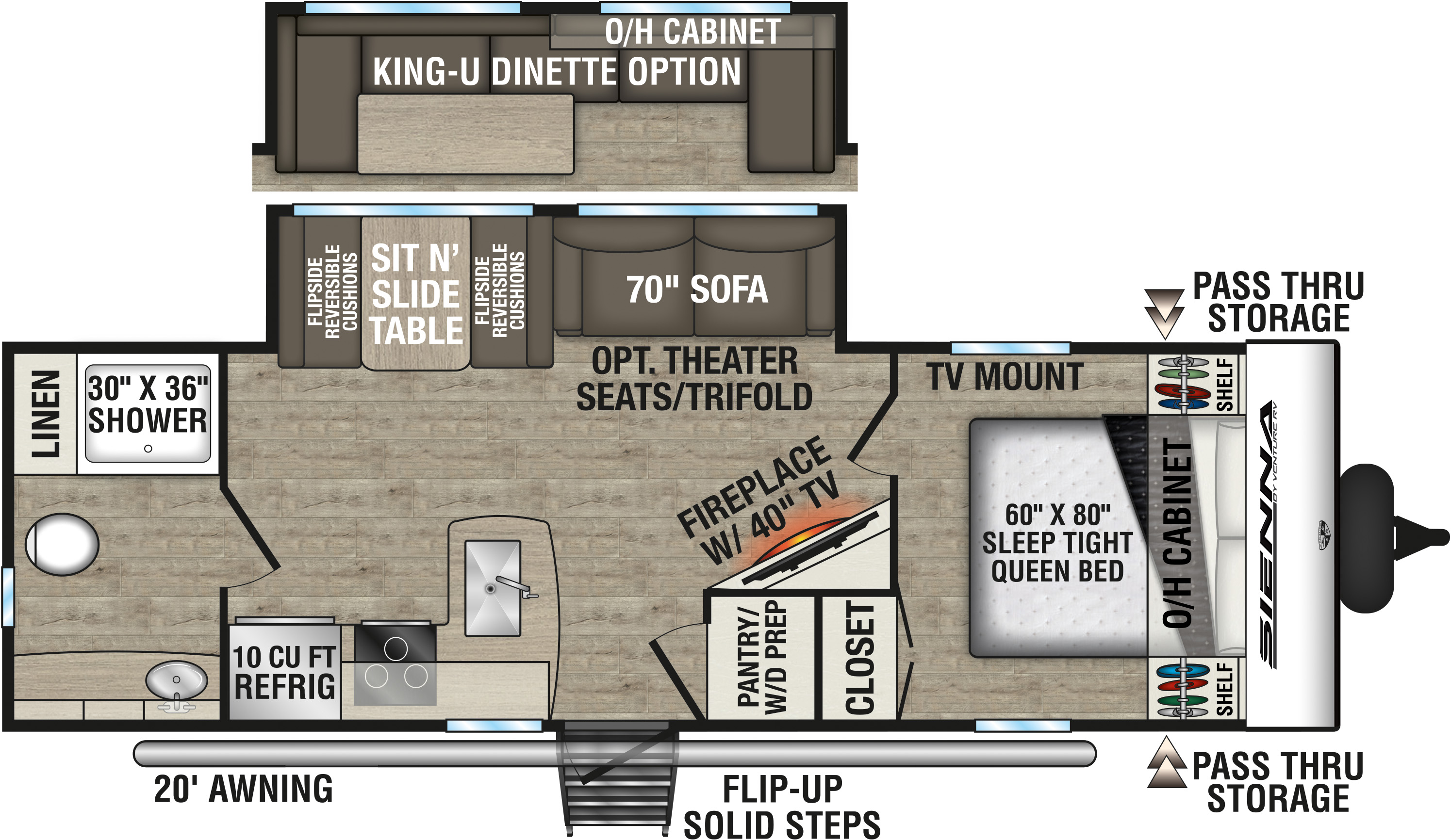 2027 Venture RV Sienna SA251VRB Travel Trailer Floorplan
