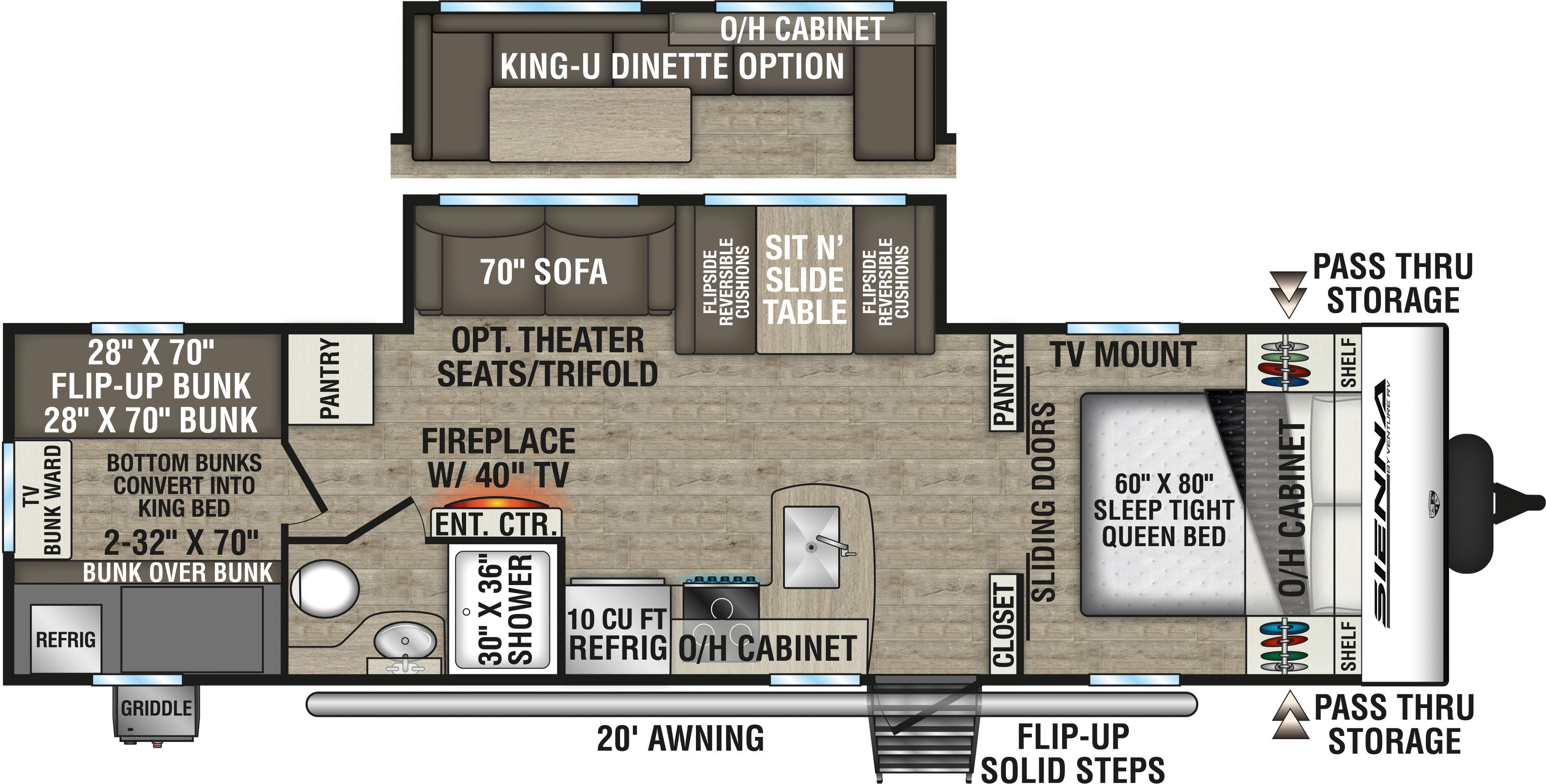 2027 Venture RV Sienna SA281VQB Travel Trailer Floorplan