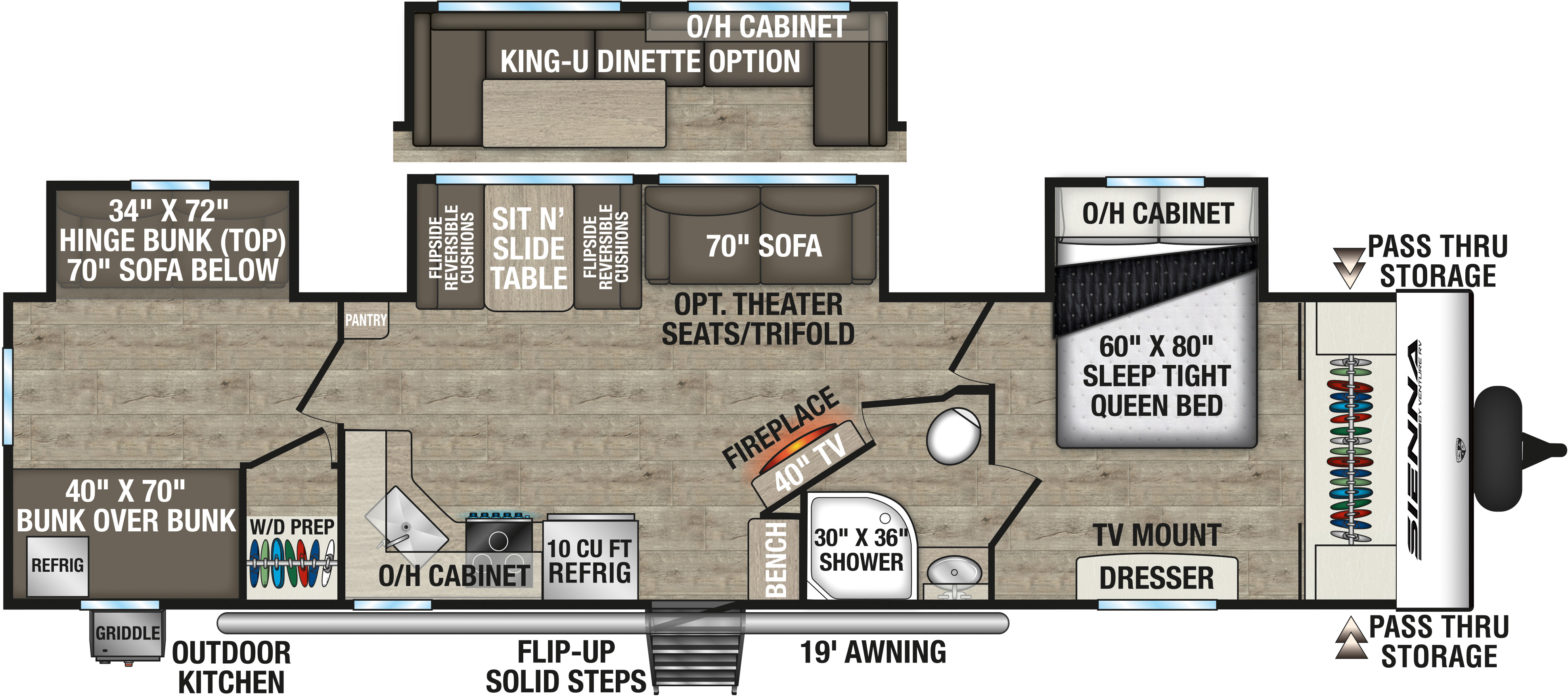 2027 Venture RV Sienna SA333VMR Travel Trailer Floorplan
