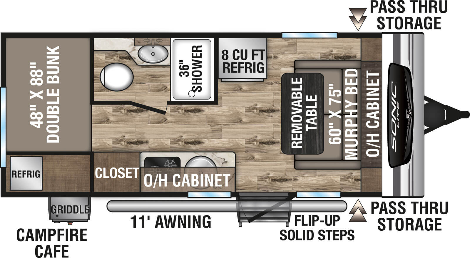 2023 Venture RV Sonic Lite SL170VBH Travel Trailer Floorplan