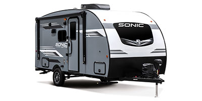 2023 Venture RV Sonic Lite SL150VRB Travel Trailer Exterior Front 3-4 Door Side