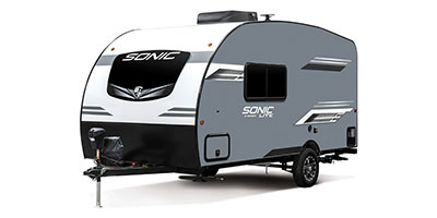 2023 Venture RV Sonic Lite SL150VRB Travel Trailer Exterior Front 3-4 Off Door Side