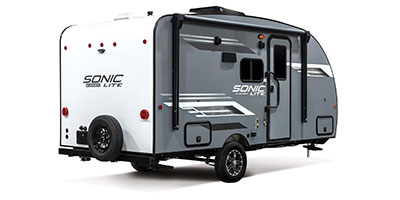 2023 Venture RV Sonic Lite SL150VRB Travel Trailer Exterior Rear 3-4 Door Side