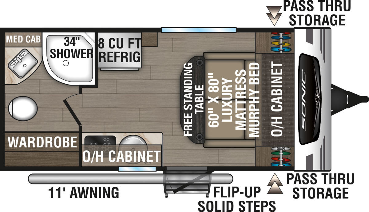 2024 Venture RV Sonic Lite SL150VRB Travel Trailer Floorplan