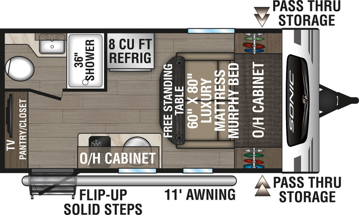 2024 Venture RV Sonic Lite SL150VRK Travel Trailer Floorplan